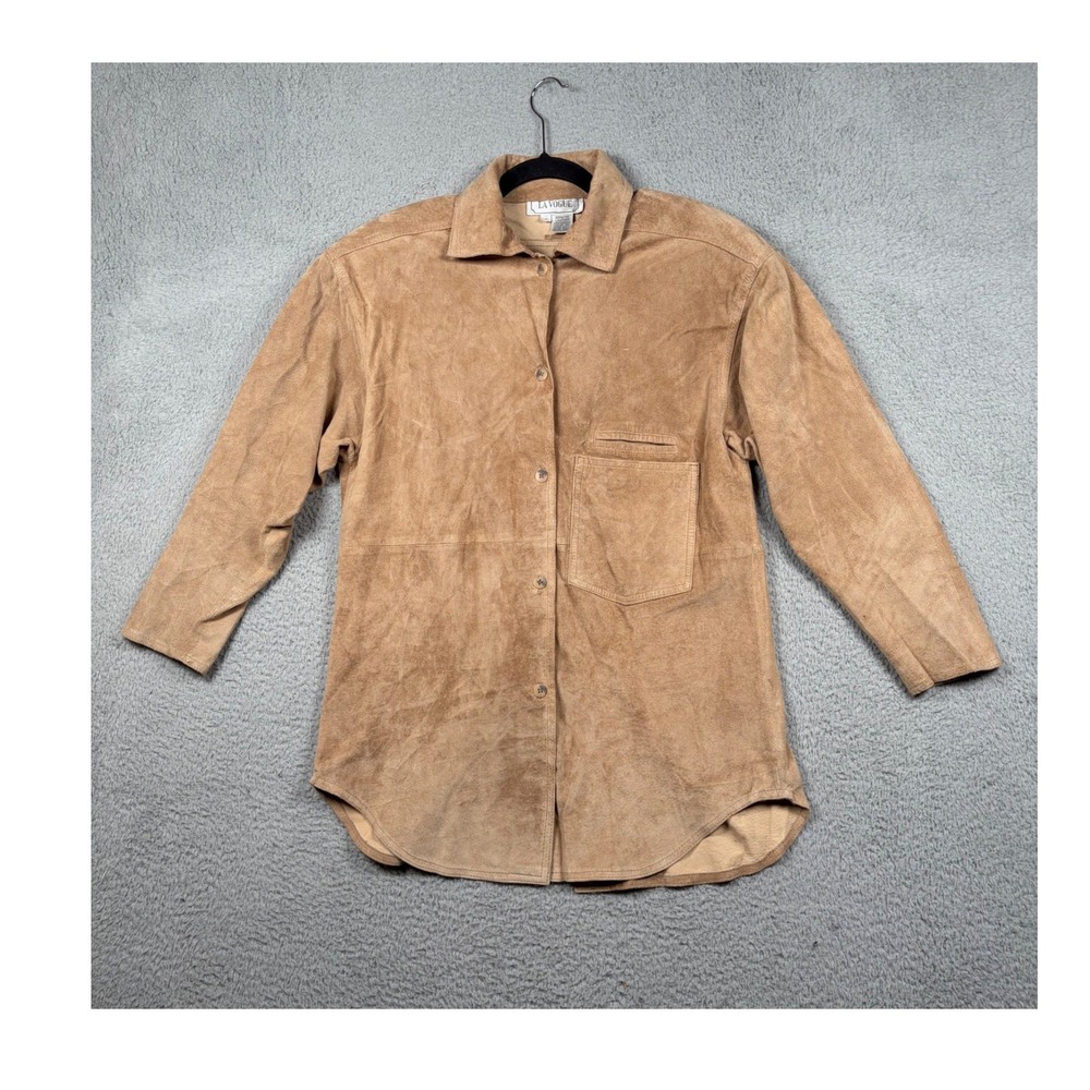 VTG La Vogue Suede Genuine Leather Shirt Jacket Women S Shacket Western Oversize